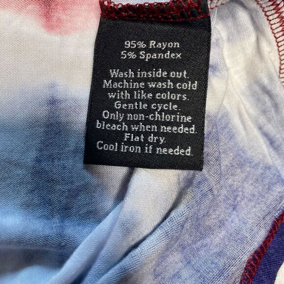 Rock & Republic T-Shirt Cold Shoulder Scoop Neck Tie Dye Patriotic Womens Size S - Picture 7 of 8